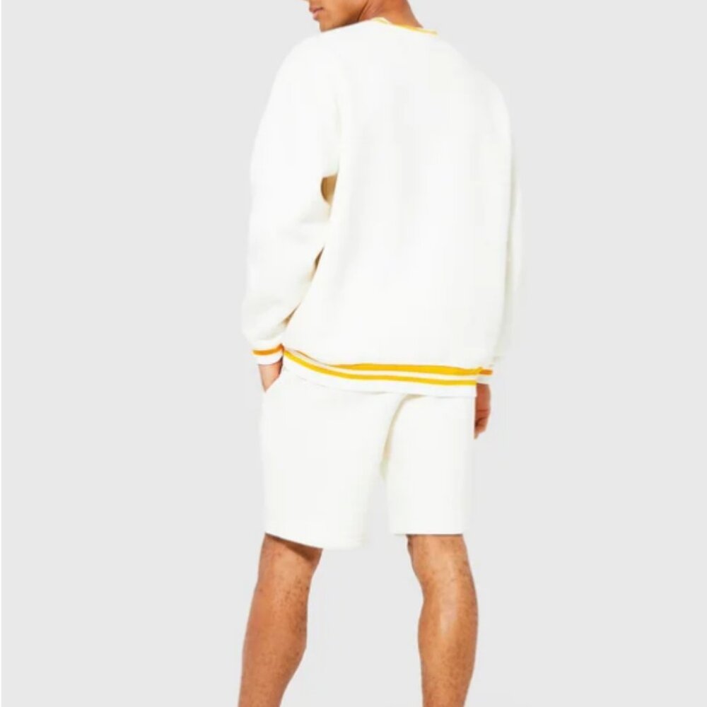 boohooMAN | Oficial V Neck Sweatshirt Short Tracksuit ECRU-L NWT - Picture 2 of 7